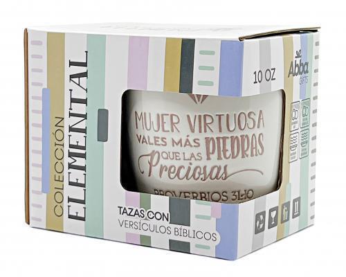 Taza de Ceramica, coleccion elemental - Mujer Virtuosa,  Proverbios 31:10