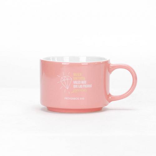 Taza Con Llavero,  Coleccion Primor - Mujer Virtuosa