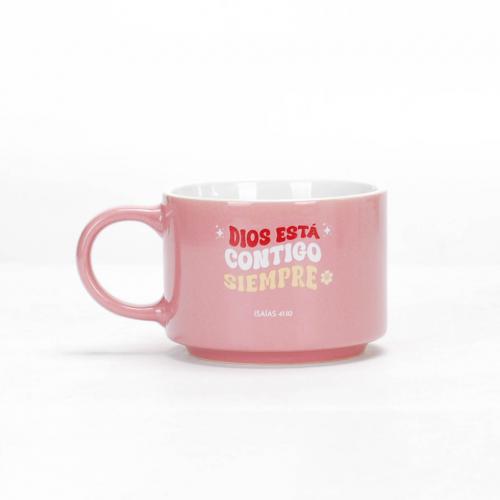 Taza Con Llavero,  Coleccion Primor -  Dios Esta Contigo Siempre