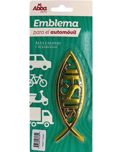 Emblema Forma de Pez / Jesus Oro 5" In