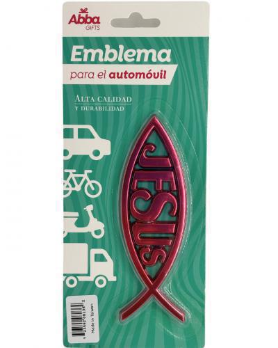 Emblema Forma de Pez / Jesus Rojo 5" In
