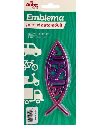 Emblema Forma de Pez / Jesus Rosa 5" In