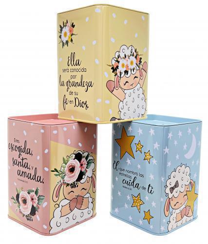 Alcancia "Algodoncitas" con Mensajes que Inspiran- 3 Diseños