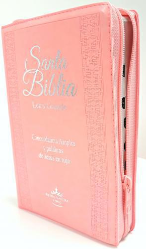 Biblia RVR1960 Tamaño Manual Letra Grande Con Cierre e Indice Canto Plateado