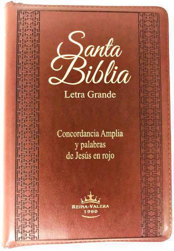 Biblia RVR1960 Letra Grande Tamaño Manual con Cierre Imitación Piel Color Marron