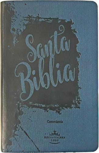 RVR1960 Manual Size Bible, Large Print With Index, Grey Edges, Blue Ma