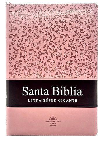 Biblias RVR1960 Letra Supergigante, Duo Tono Rosa, Imitación Piel, Con Indice