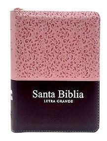 RVR1960 Bible, Compact Size, Faux Leather, Two-tone Pink/Brown With Zipper