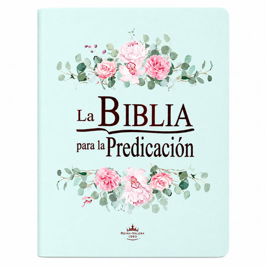 Biblia Para La Predicación RVR1960 Imitación Piel, con Indice,Azul Flores
