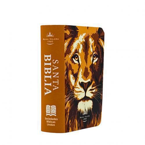 Biblia RVR1960, Tamaño Mini Bolsillo, Portada Vinyl, Diseño Leon