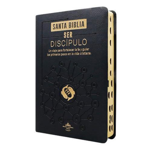 Biblia RVR1960, Imitacion Piel, Tamaño Manual, "Ser Discipulo" Color Negro Con I