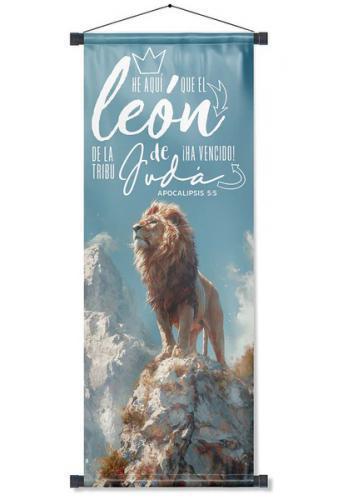 Pergamino Banner: Apocalipsis 5:5 Leon