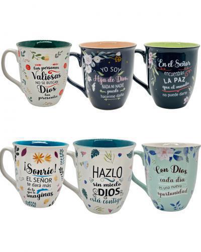 Taza de Ceramica 16 oz, Colección Esforzada Y Valiente