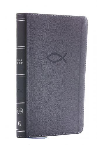 NKJV Bible (English) Manual Size, Gray Leathersoft, Ultra-Thin, Edition