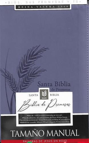 Biblia RVR1960 Tamaño Manual, Imitación Piel, Edición Promesas, Diseño Lila