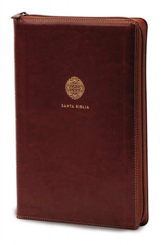 Biblia RVR1960  Imitacion Piel, Color Cafe, Letra Super Gigante Con Cierre
