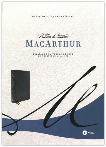 NBLA, MacArthur Study Bible--soft leather-look, black, Two-color interior