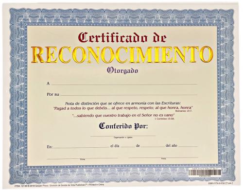 Certificado Reconocimientos De Adultos