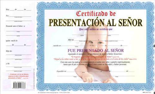 Certificado De Presentación Niño