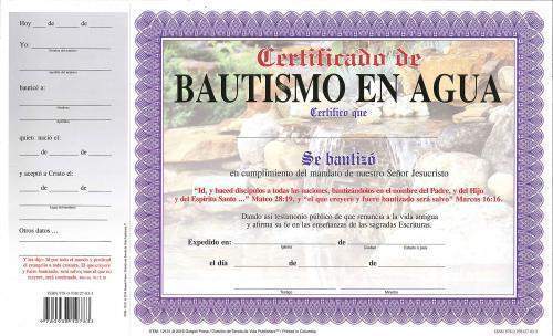 Water Baptism Certificate: Pack of 15