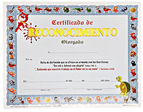 Certificado Reconocimientos De Niños