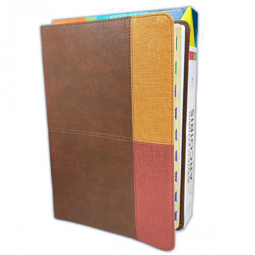 Biblia RVR1960, Estudio Arcoiris, Imitación Piel Color Terracota con índice