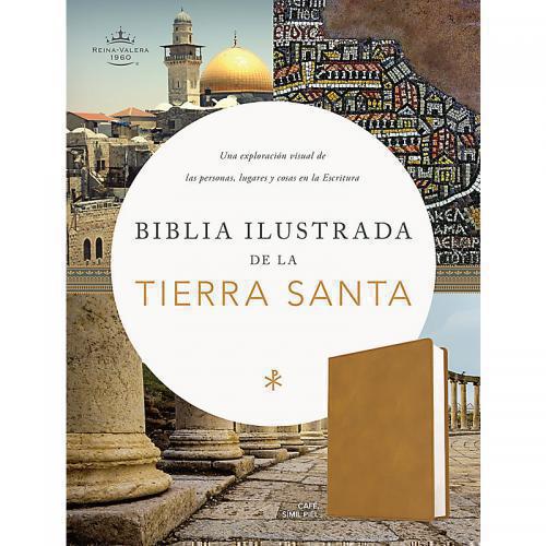 Biblia ilustrada de la Tierra Santa, RVR1960, Imitacion Piel, Color Cafe Claro