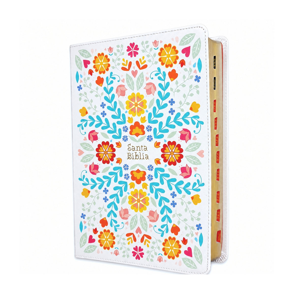 Biblia RVR1960 Imitación Piel, Tamaño Supergigante con Indice, Floreada