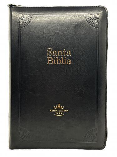Biblia RVR1960, Estudio Arcoiris, Imitacion Piel, Con Cierre e Indice, Negro