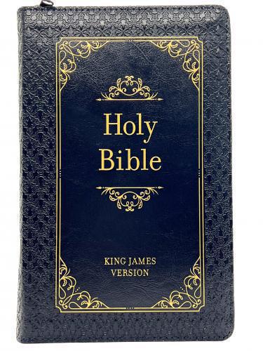 Biblia KJV (ingles), Tamaño Manual, Imitación Piel, Color Negro, Con Cierre