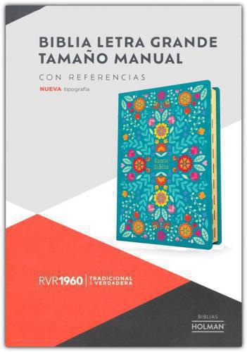 Biblia RVR1960 Tamaño Manual, Imitación Piel Color Floreada con Indice