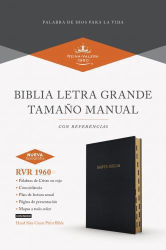 RVR1960 Manual Size Bible, Imitation Leather, Black, Large Print With Index