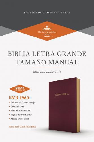 Biblia RVR1960 Tamaño Manual, Imitación Piel, Color Vino, Letra Grande