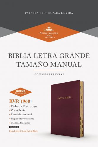Biblia RVR1960 Tamaño Manual, Imitación Piel, Color Vino Letra Grande Con Indice