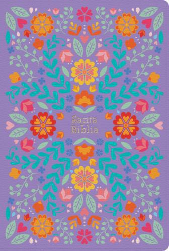 Biblia RVR1960 Simil Piel, Tamaño Gigante, Diseño Floral Lila con Indice