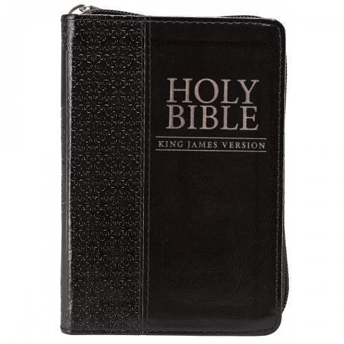 Biblia KJV King James Version, Imitacion Piel Color Negro Con Cierre Canto Plata