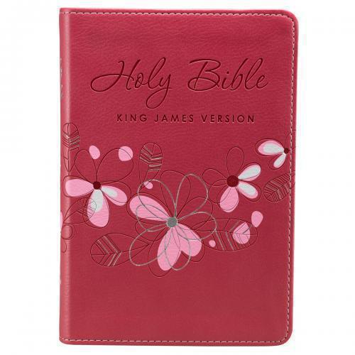 KJV Compact Bible, Imitation Leather, Pink, Silver Edges