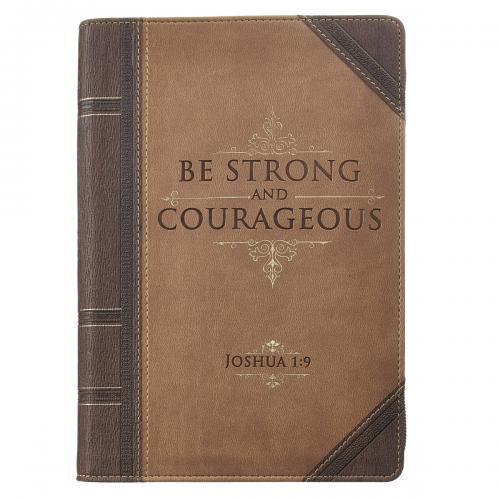 Faux Leather Journal - Joshua 1:9, Brown, With Zipper