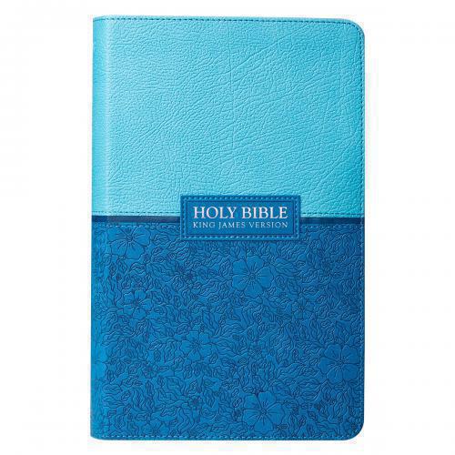 Biblia KJV Tamaño Manual, Letra grande, Imitación Piel, Color Azul