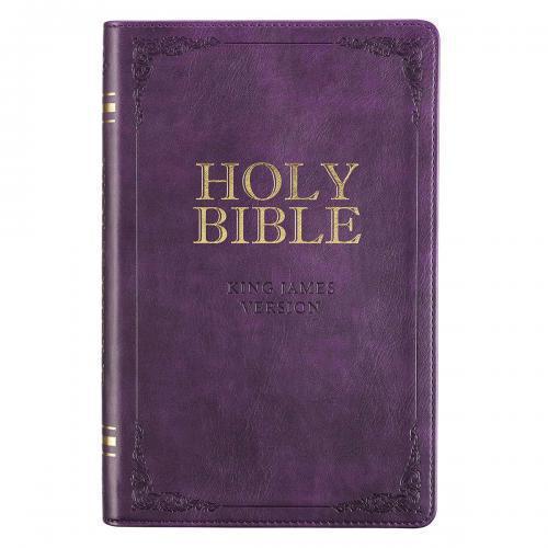 Biblia KJV (ingles) tamaño manual, imitación piel, color morado, indíce, canto d