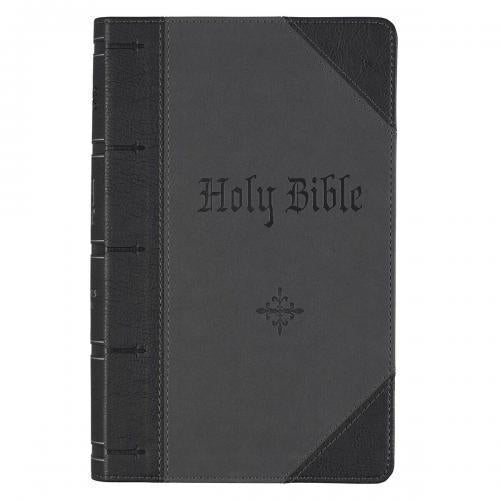 KJV Bible (English) compact size, imitation leather, gray and black with index