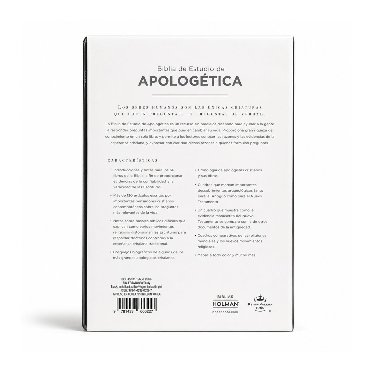 Biblia RVR60 Apologética Estudio Imitación Piel Negro Tamaño Grande
