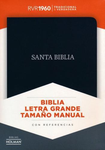Biblia RVR 1960 Letra Grande Tamaño Manual Piel Fabricada Negra con Indice