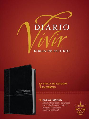 Biblia RVR60 Diario Vivir Estudio Piel Especial Negro Tamaño Grande Indíce