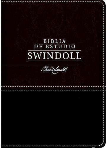 Biblia de estudio Swindoll NTV, sentipiel color negro, canto plata