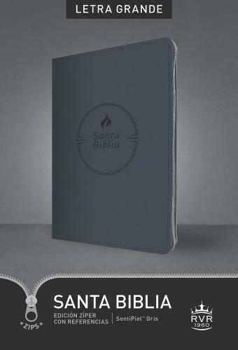 Biblia RVR60, Tamaño Grande, Sentipiel Color Gris, Edición Zíper, Letra grande