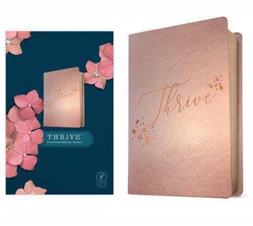 Biblia Devocional Thrive NLT (inglés) Tamaño Manual, Sentipiel Color Rosa Metali