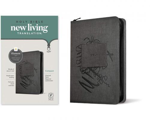 Biblia NLT (ingles) Cubierta Canvas, Tamaño Compacto Con Cierre, Diseño Negro