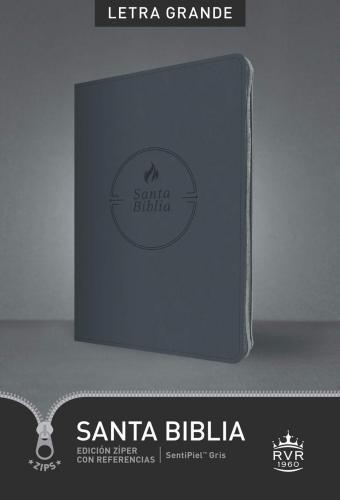 Biblia RVR60 Gigante, Sentipiel Color Gris, Referencias, Letra Grande con Cierre