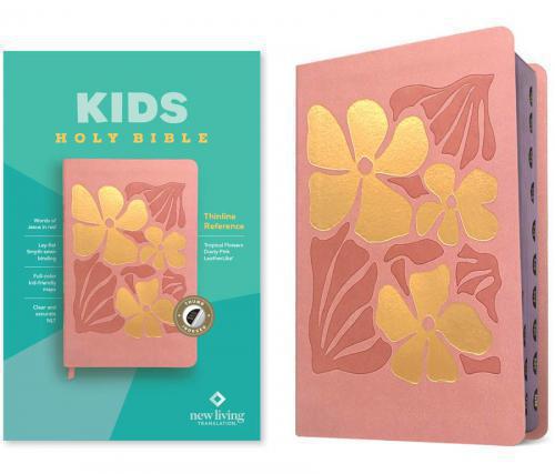 Biblia NLT (inglés) Imitación Piel Tamaño Manual Con Indice, Diseño Rosa Flores
